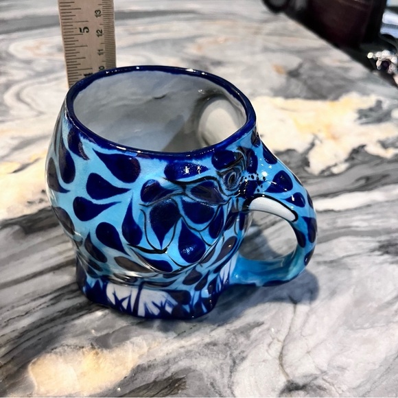 Signed Mexico Dimensional Blue Elephant Mug Signed Guate - Picture 12 of 13